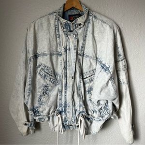 Vintage 80s Acid Wash Jean Jacket Size Medium